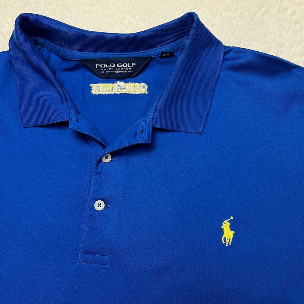 Polo Golf Ralph Lauren Mens XXL Blue Olde Stone Pima Cotton Polo Shirt Logo